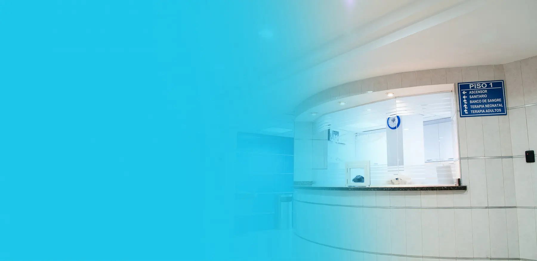 Reception area inside a hospital facility