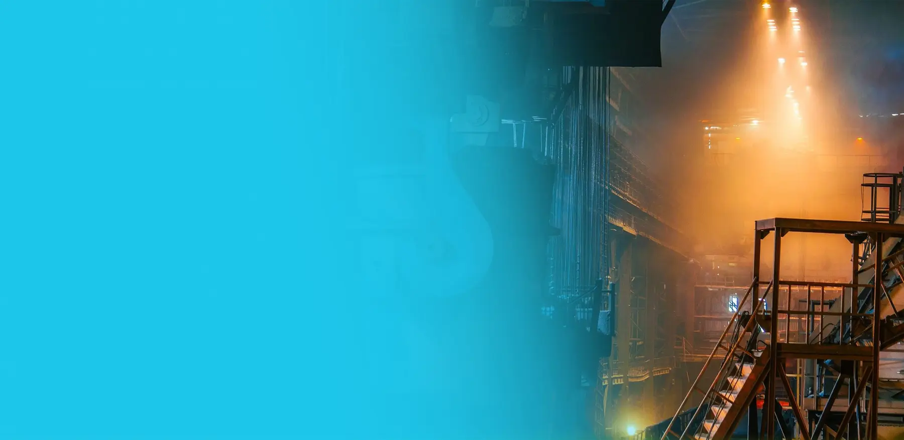 Steel production line inside an industrial plant