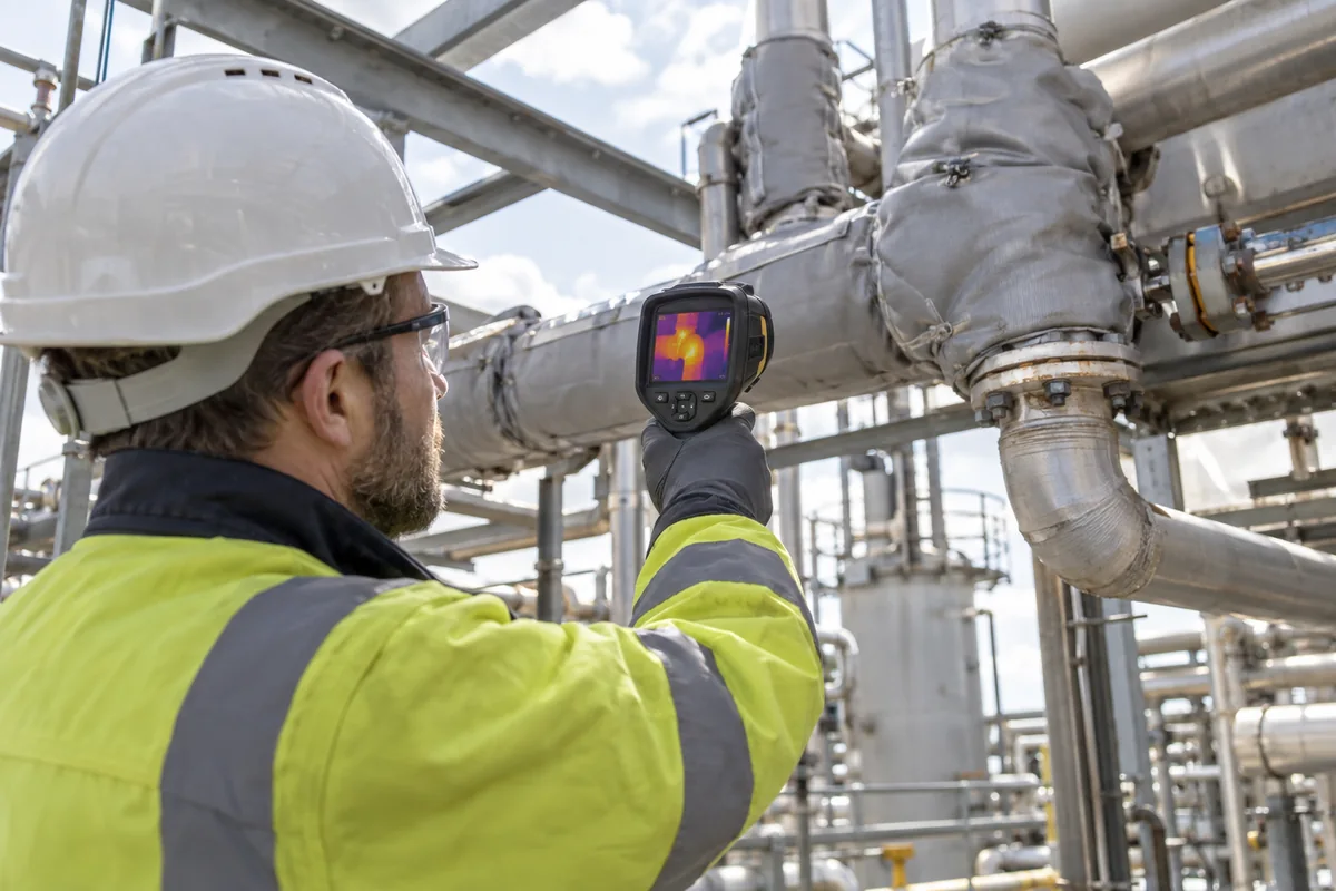 Inspection and measurement of equipment in an industrial facility.
