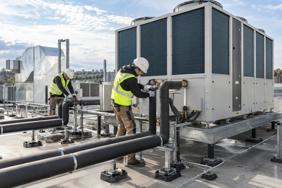 Work on thermal equipment and pipework within a facility.